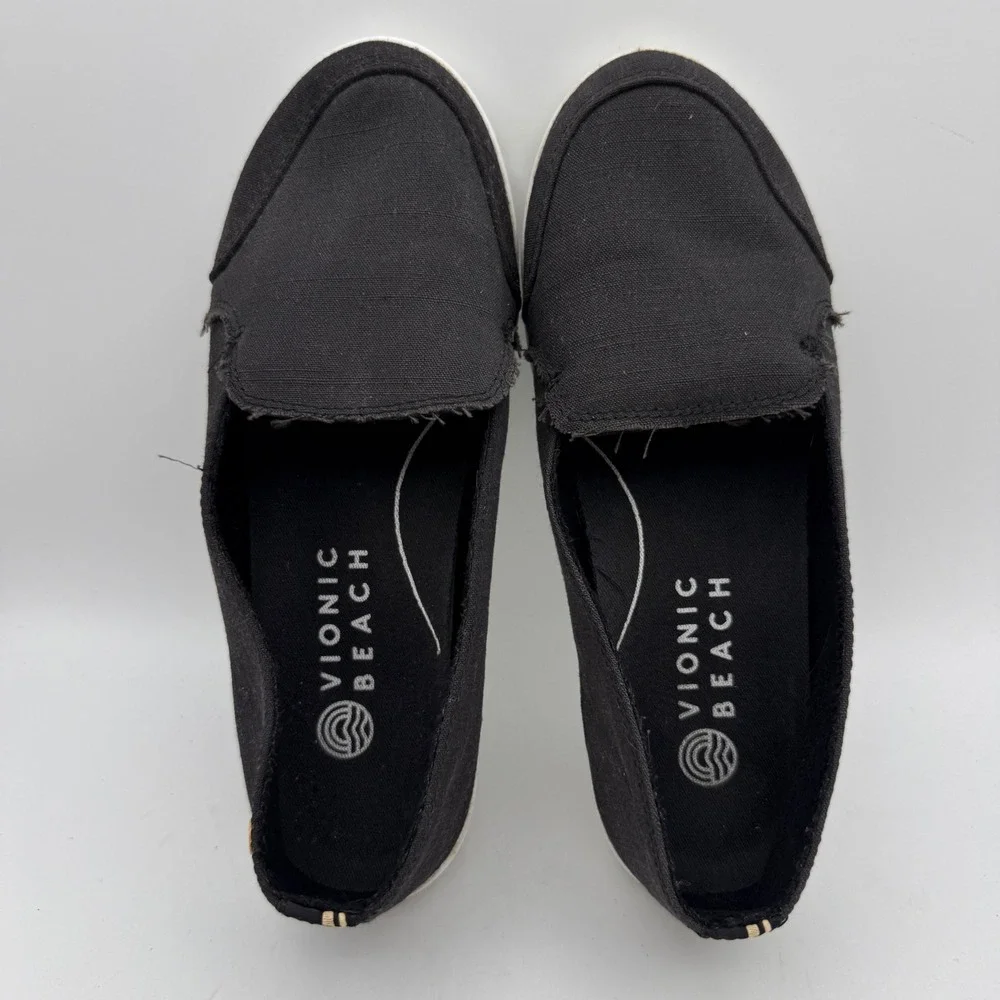 Vionic Beach Manzanita Slip On Sneakers Womens 7.5 Black Canvas Casual Shoes